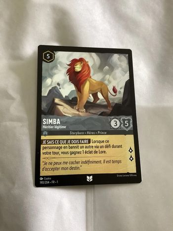 carte disney ravensburger lorcana FR simba héritier légitime 190/204.FR.1  Non foil première édition