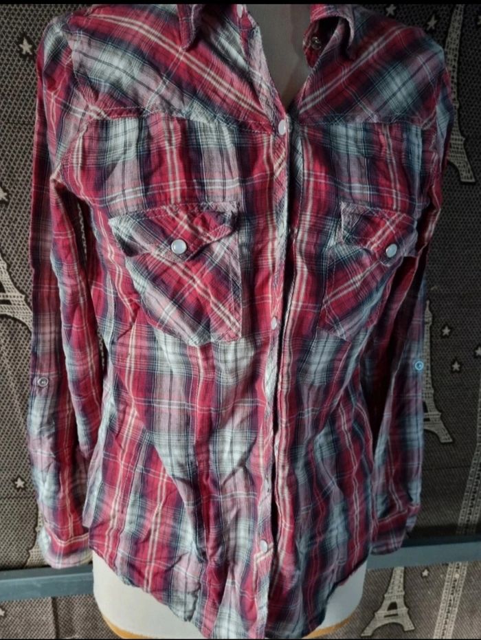 Chemise à carreaux manches retroussable taille 42 - photo numéro 3