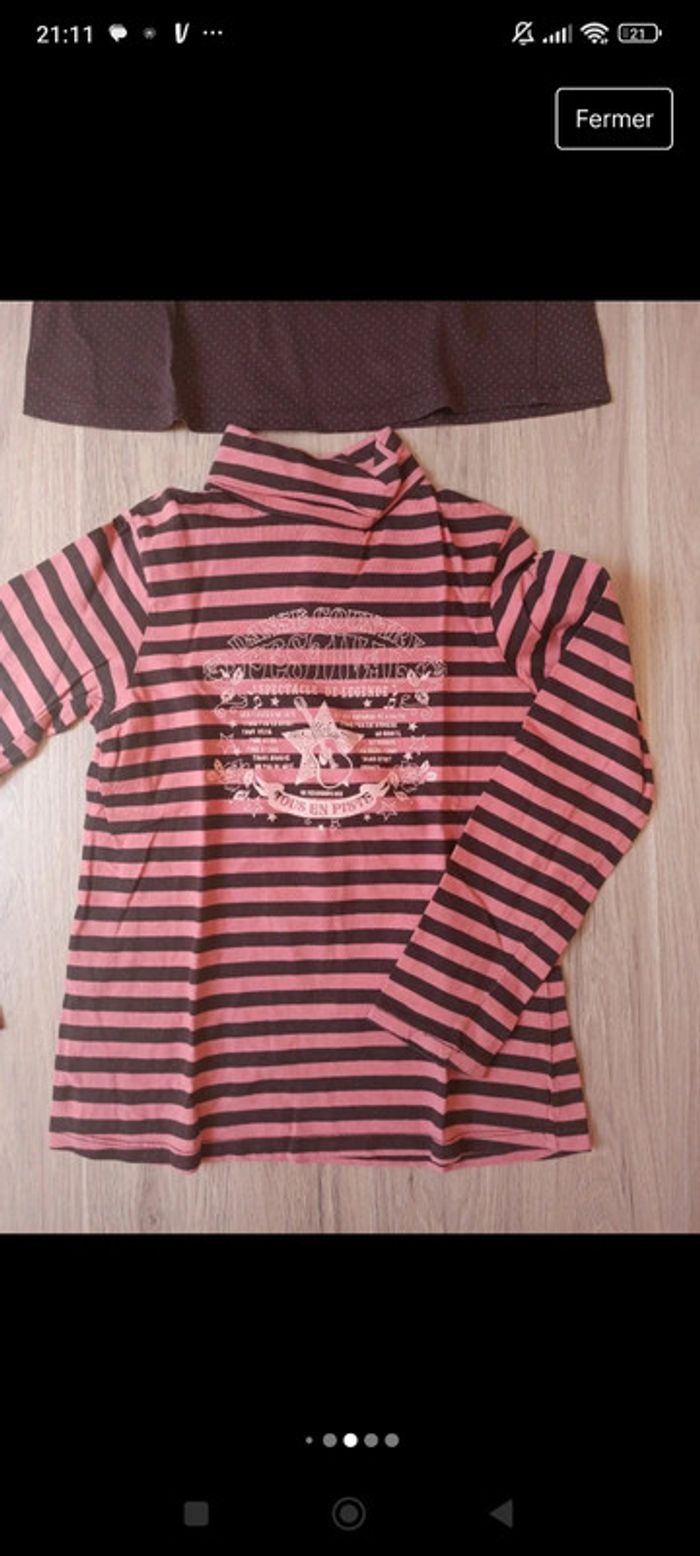 2 cols roulé marron rose pois rayures sergent major 10 ans - photo numéro 5