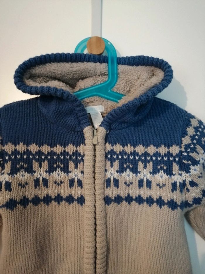 Gilet zippé à capuche très chaud 12 mois - photo numéro 2