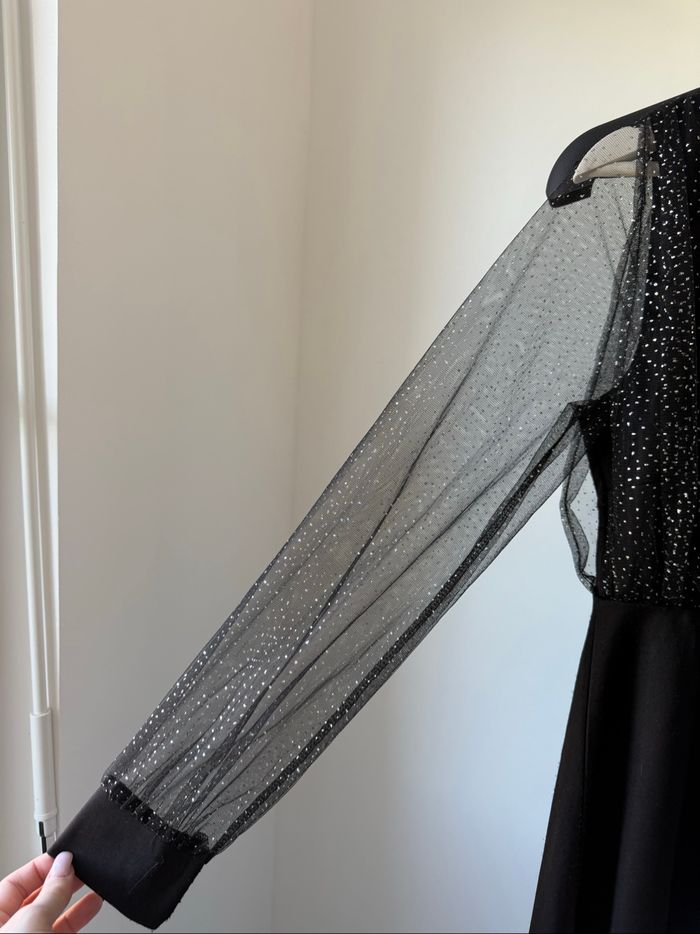 Robe noir à paillettes à manche longues transparente S - photo numéro 3
