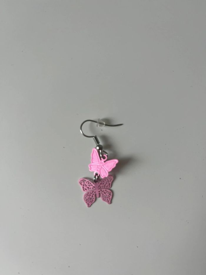 boucles d’oreilles papillons rose - photo numéro 2