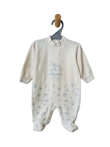 Pyjama / dors-bien en velours blanc motifs vaches et lait - taille 60-68cm