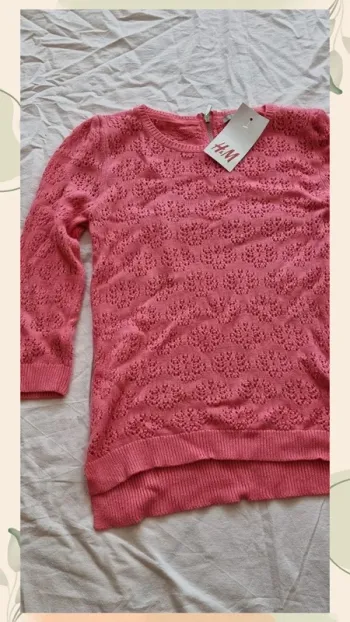 maglione con manica a 3/4 rosa