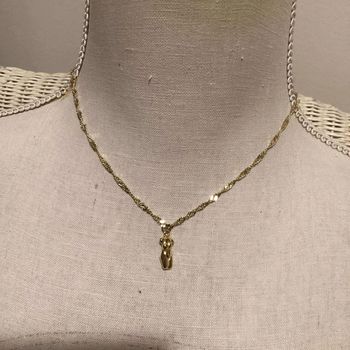 Collier 2 chaînes réglable acier inoxydable or pendentif corps de femme buste