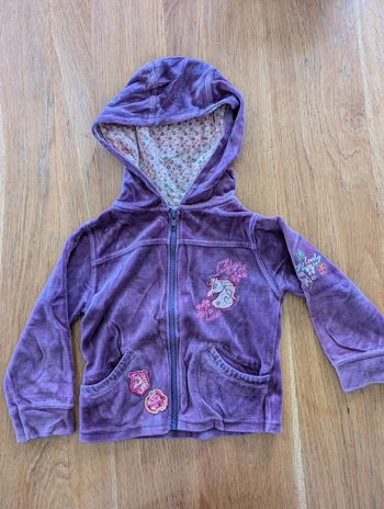 Veste velours mauve 4 ans motifs licorne