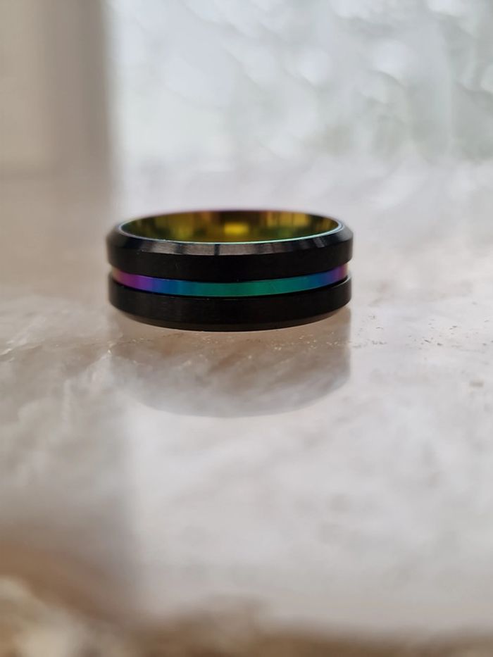 Bague Acier Inoxydable Noir Et Cameleon Multicolore - photo numéro 15