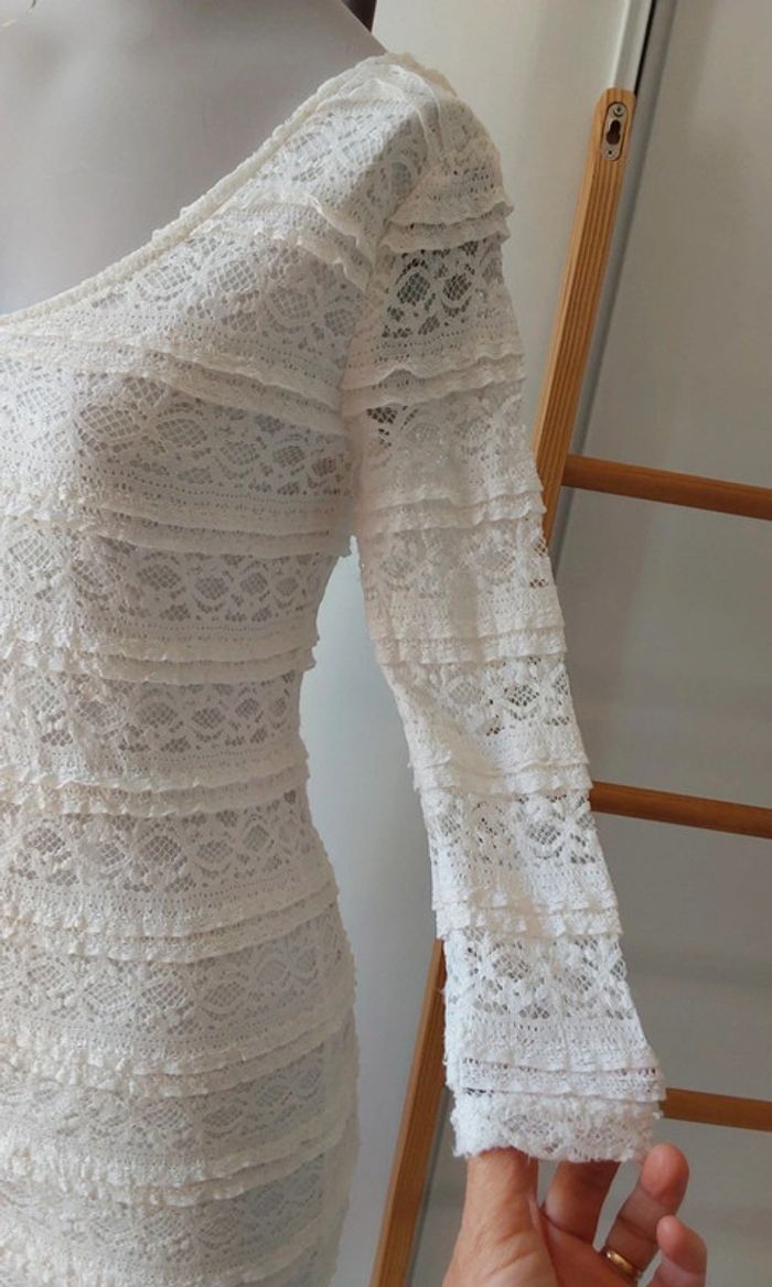 Robe shabby romantique dentelle doublée satin T 38 - photo numéro 4