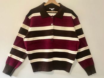 Pull polo maille rayée - style Rétro Chic (TU)