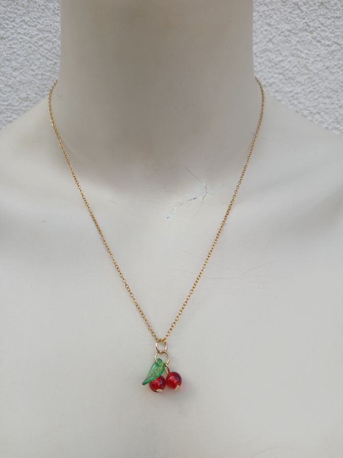 Collier en acier inoxydable doré cerises 🍒 - photo numéro 2