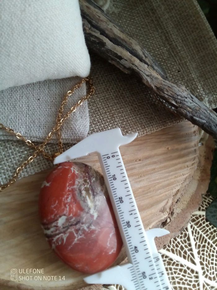Collier jaspe rouge, pierre naturelle - photo numéro 2