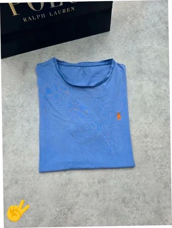 T-shirt Ralph Lauren M coupe col rond bleu Homme Men tee14b