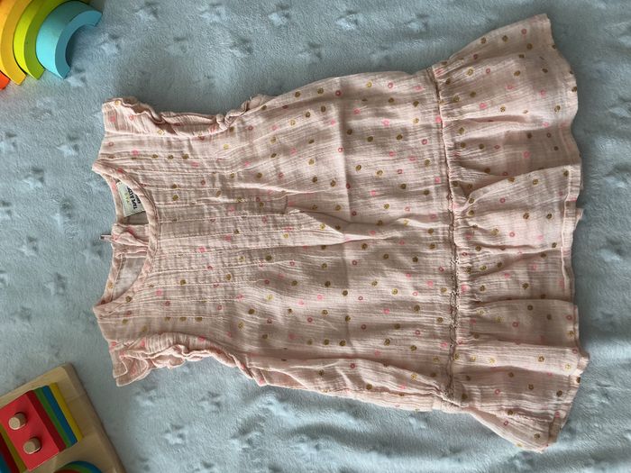 robe sans manches rose à pois dorés 6 mois tape à l'oeil - photo numéro 4