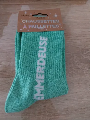 Chaussettes à paillettes Emmerdeuse Turquoise