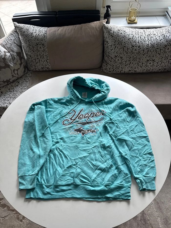 Sweat à capuche turquoise Yooper Upper Peninsula – Jerzees – Taille M