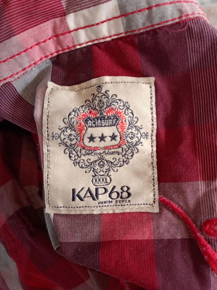 Chemise manches courtes à carreaux bordeaux - photo numéro 5