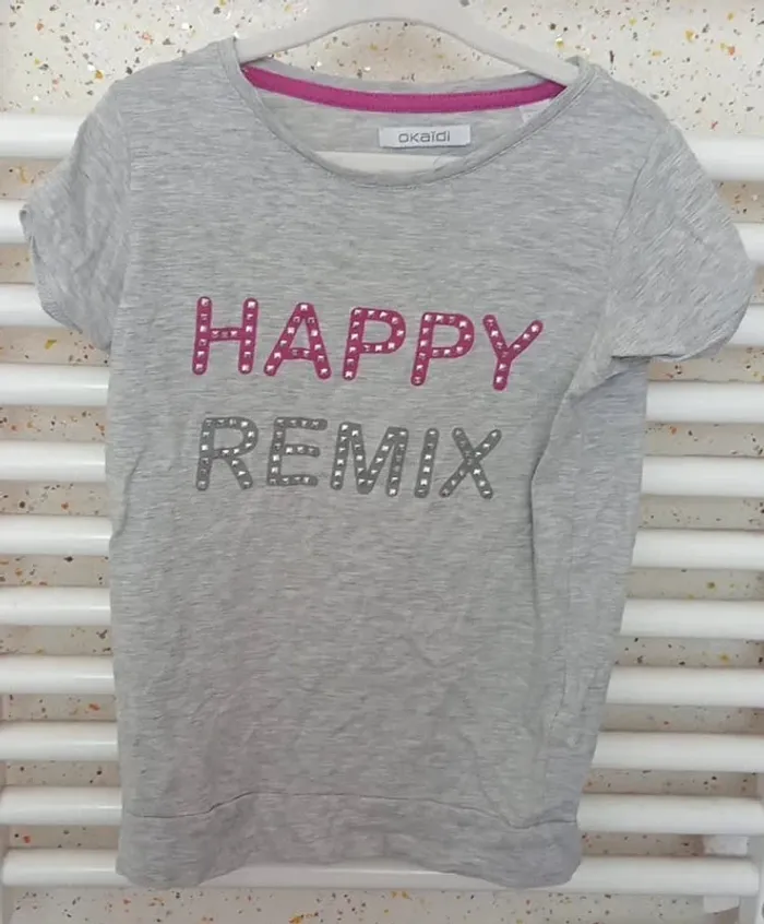 Tee shirt manche courte gris violet Okaïdi Taille 6 ans - photo numéro 2