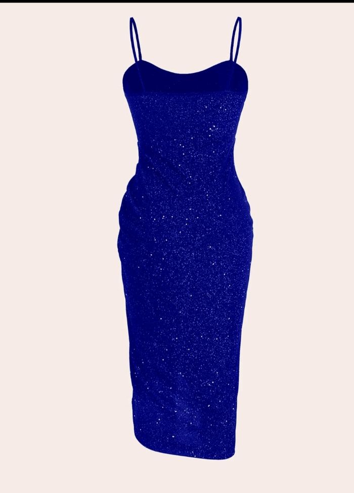 Robe moulante bleue à paillettes, SHEIN, taille S NEUVE - photo numéro 2