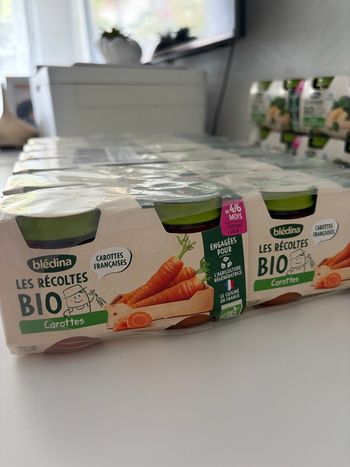 Lot de 40 petits pots bledina bio bébé 4/6 mois