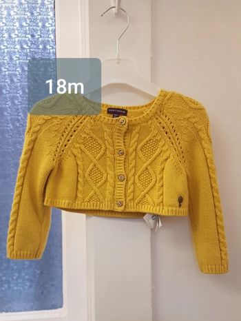 Gilet boléro veste crop maille jaune Sergent Major 18 mois