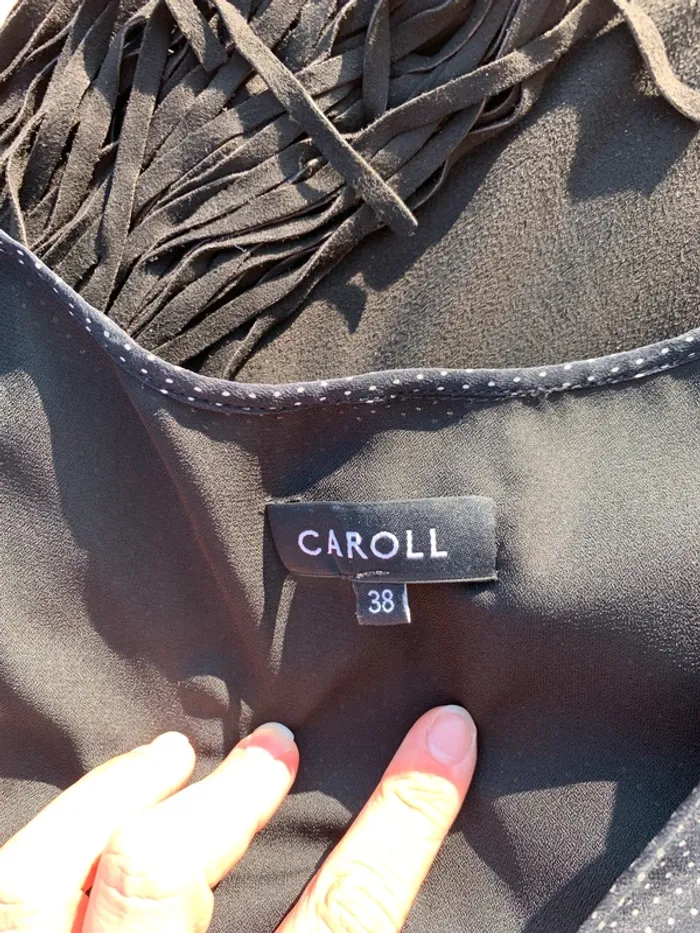 Robe en soie noire à pois Carroll taille 38 - photo numéro 17