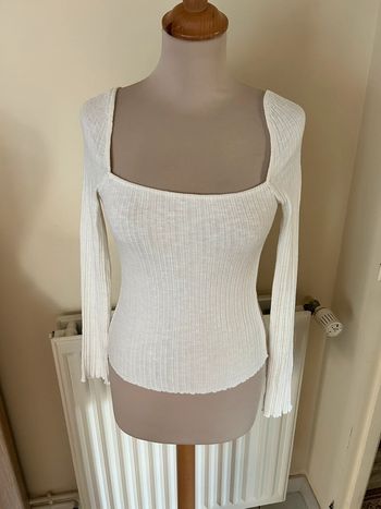 Top à manches longues, blanc, Stradivarius