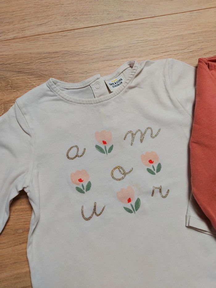 Lot de 2 t-shirts manches longues Amour 23 mois - photo numéro 2