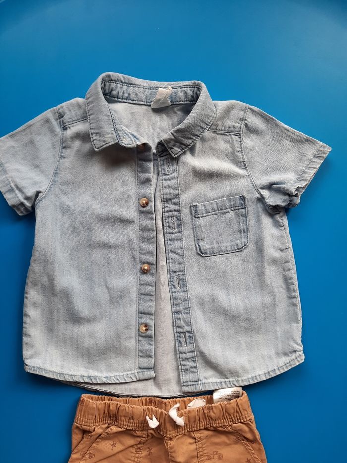 Ensemble chemise +Short en coton H&M 12 mois ou 80 cm - photo numéro 2