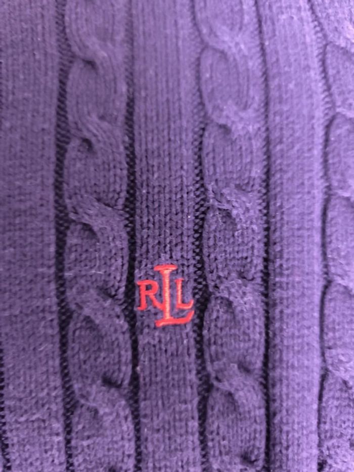 Pull torsadé femme Lauren Ralph Lauren bleu marine avec logo rouge brodé taille XL - photo numéro 7