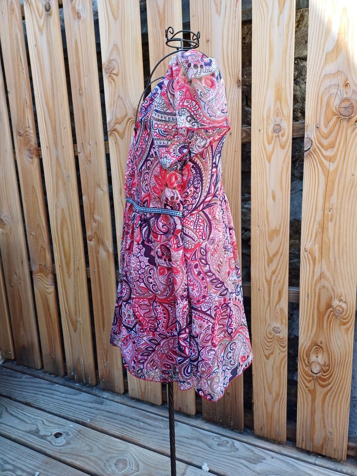 Jolie tunique à manches courtes rouge imprimée Bleu Bonheur taille 42 - photo numéro 3