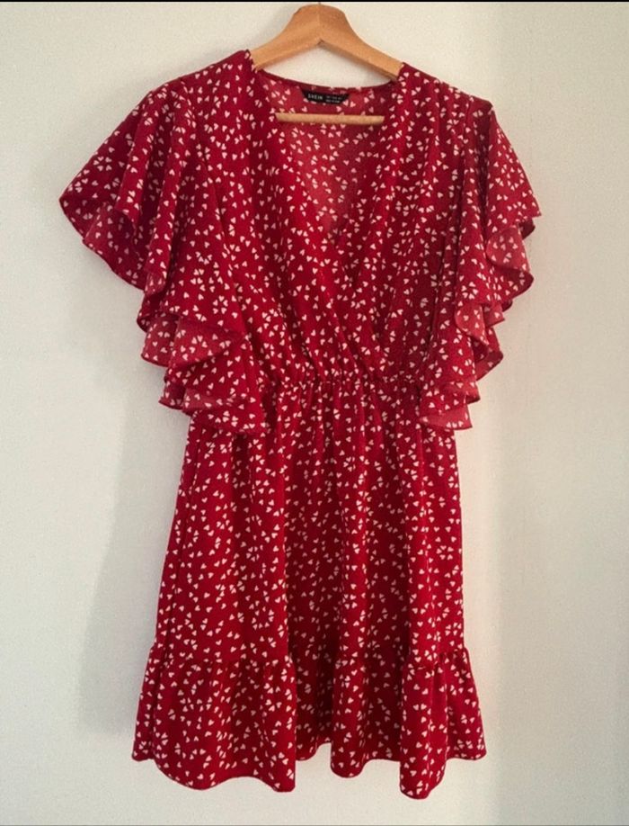 Robe à volant rouge taille S