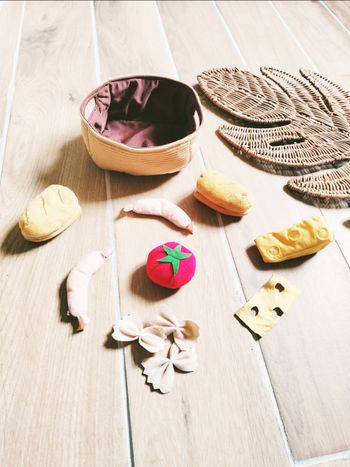 🥖Dinette panier marron pique nique divers aliments pour sandwich en tissu- peluche