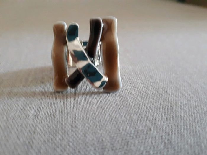 Bague réglable marron et argenté - photo numéro 2