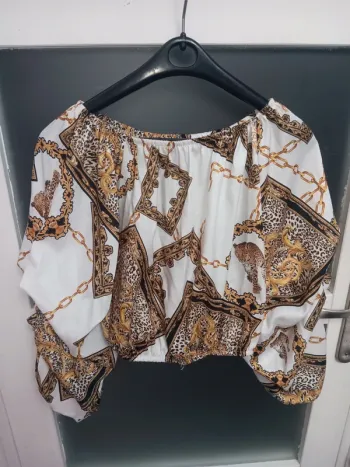 Blouse xs/s bohème léopard baroque manches bouffantes