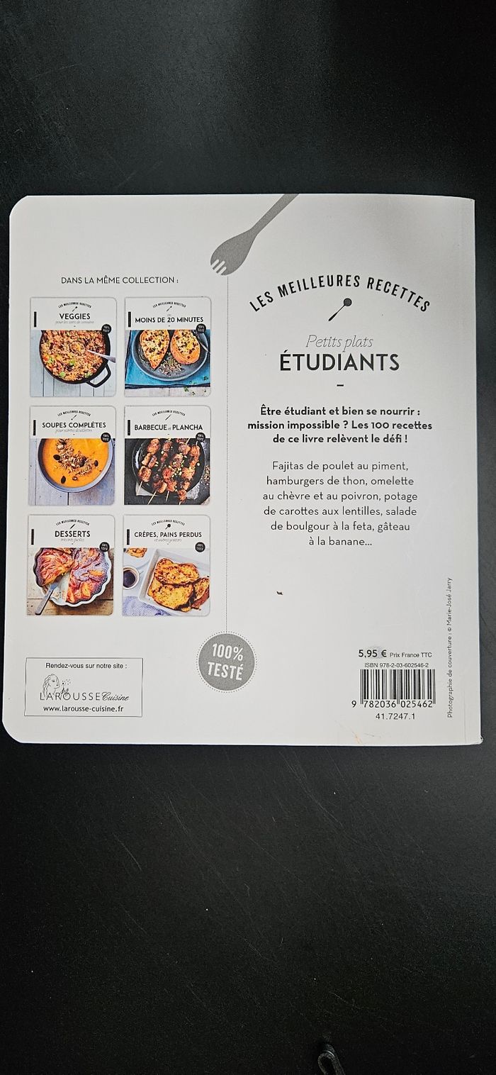Livre de cuisine Les meilleures recettes – Petits plats étudiants (Larousse) - photo numéro 2