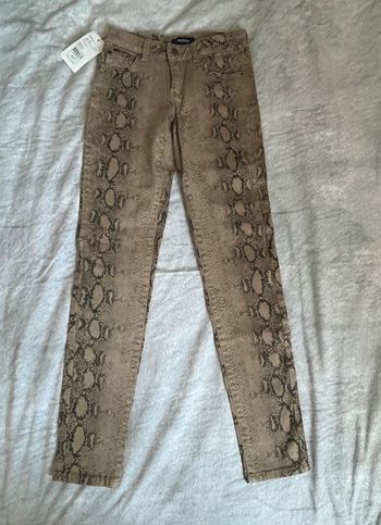 Pantalon slim beige imprimé python Bonobo taille 34