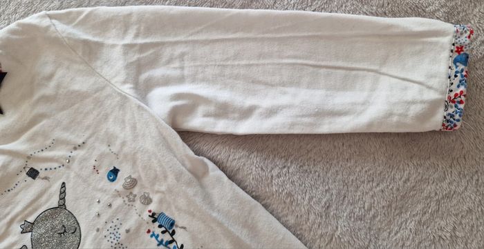 Ensemble Sergent Major T-shirt ML blanc + Salopette short velours marine 9M (BE) - photo numéro 13