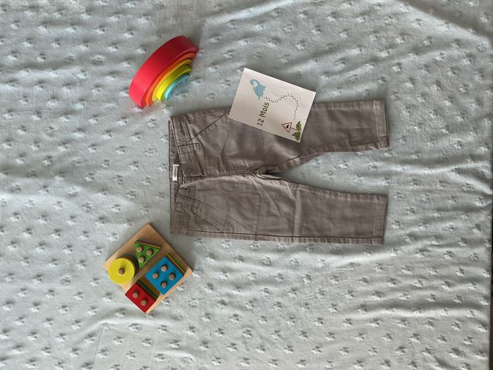 pantalon léger gris taille réglable 12 mois bout'chou - photo numéro 1