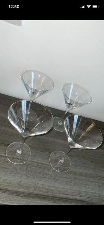 Lots 4 verres à cocktails Cristal D’arques