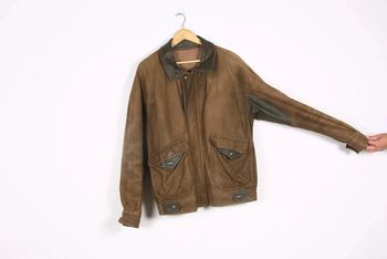 Superbe blouson vintage 80's en daim (cuir (#240477)