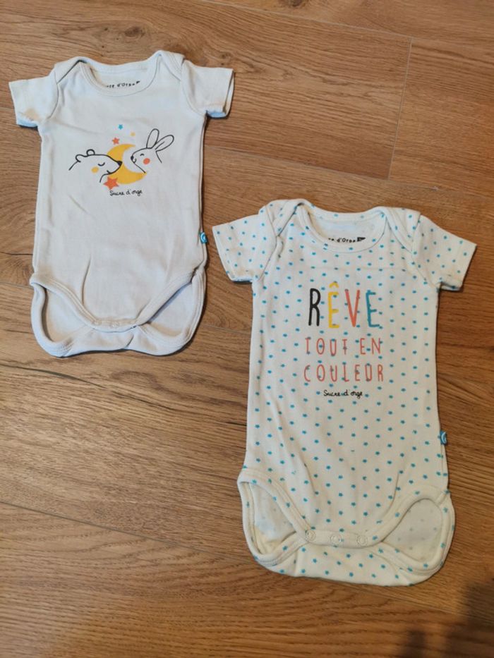 Lot de 2 bodies manches courtes Sucre d'Orge