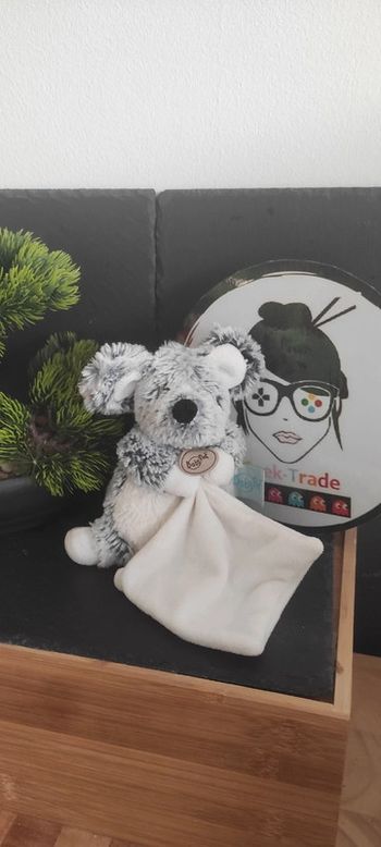 Les Flocons pantin mouchoir souris noir blanc chien bn050 gris Baby Nat Chiné