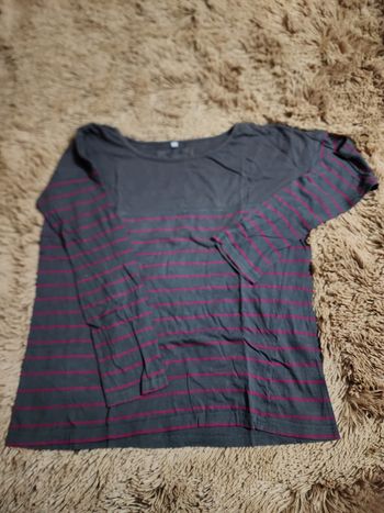 Tee-shirt à Manches Longues à rayures rose