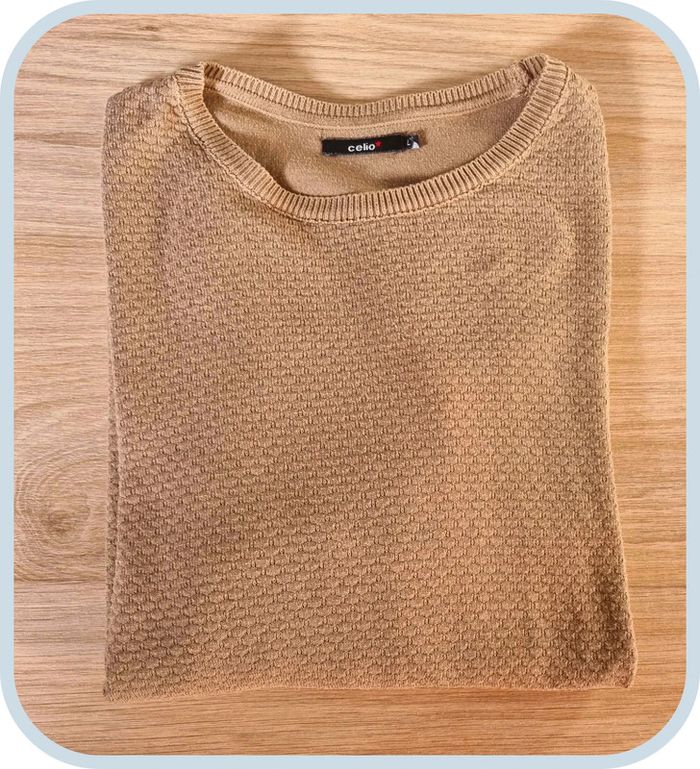 Pull à col rond beige Celio Homme L
