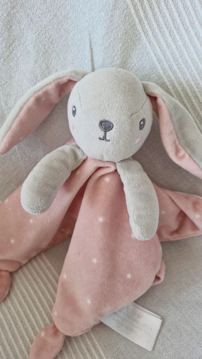 Doudou plat lapin rose avec étoiles simba - photo numéro 5