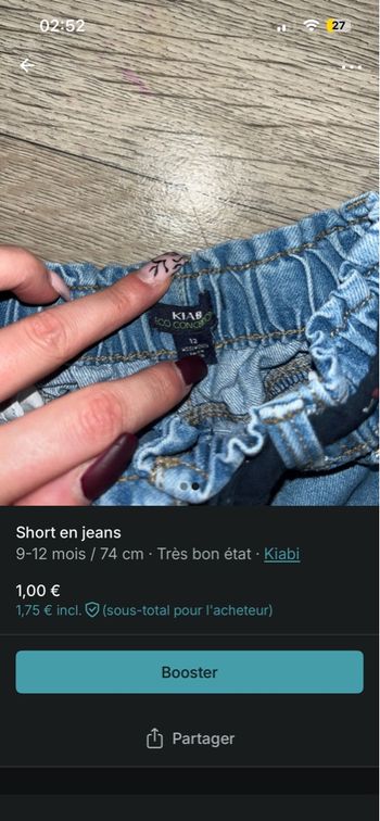 Short en jeans bébé
