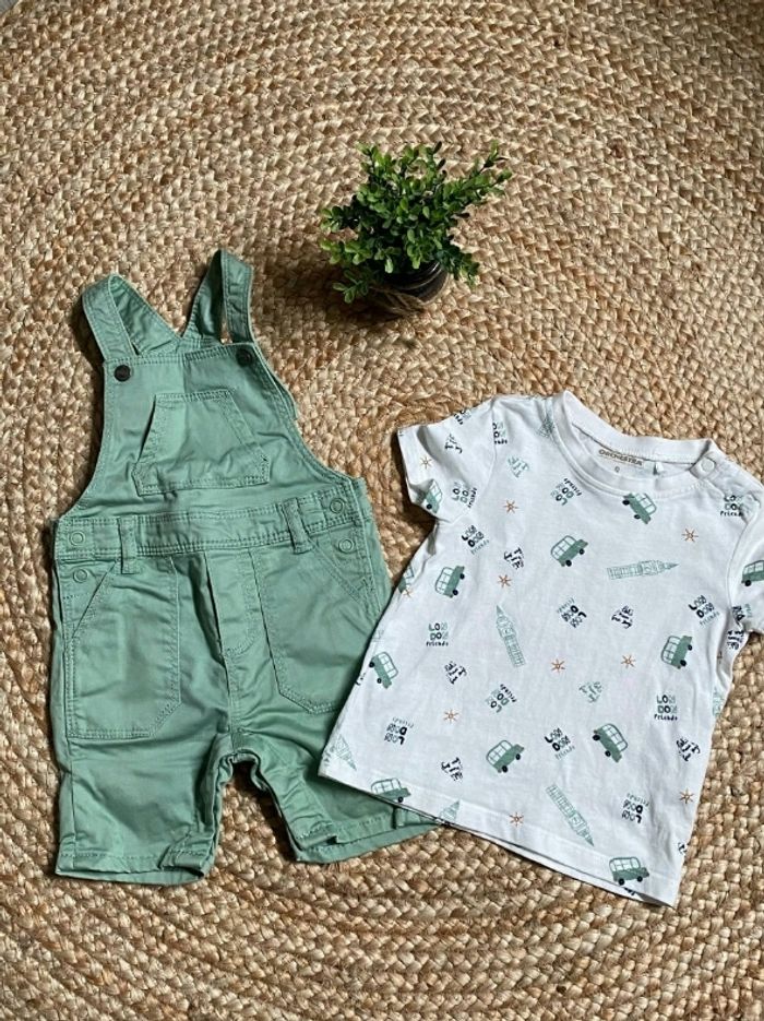 Ensemble salopette et t-shirt 9 mois
