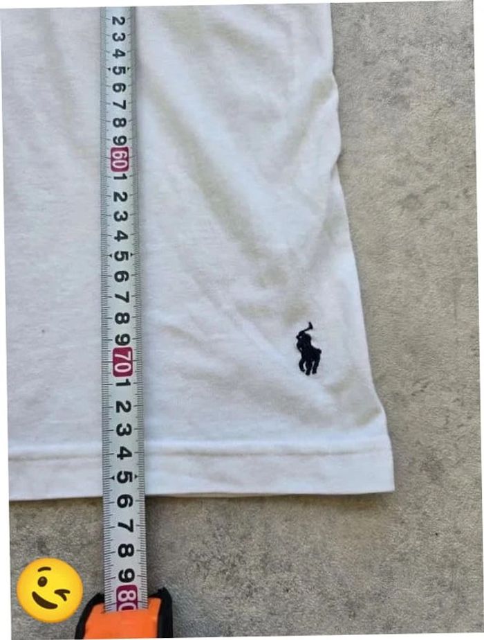 T-shirt Ralph Lauren M coupe col V blanc Homme Men tee104 - photo numéro 5