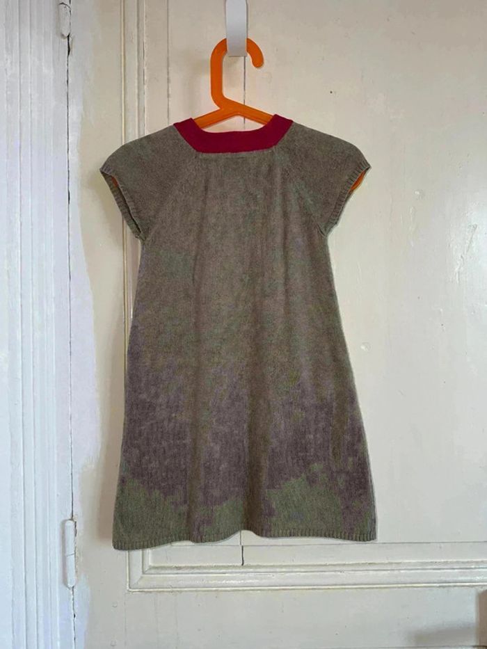 Robe Okaïdi en maille - Taupe et rose - Très bon état - photo numéro 2