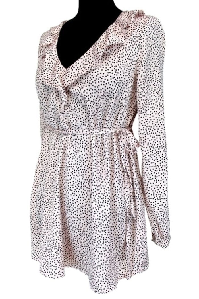 Blouse H&M Cache-Cœur Ceinturée - Petits Pois & Volants - photo numéro 2